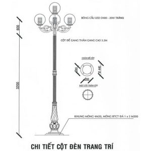 Bản vẽ chi tiết cột đèn trang trí LSB