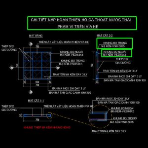 Bản vẽ chi tiết hoàn thiện nắp hố ga thoát nước