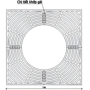 Bản vẽ chi tiết khớp gài ghi bảo vệ gốc cây vuông