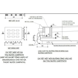 Bản vẽ chi tiết nắp hố ga bê tông UHPC