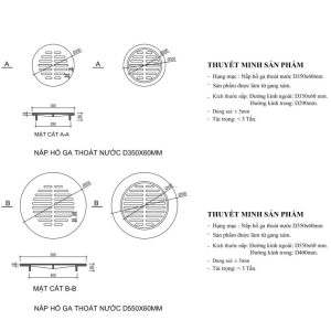 Bản vẽ chi tiết nắp thu nước sân Golf