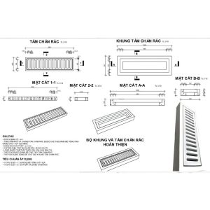 Bản vẽ chi tiết tấm chắn rác bê tông tính năng cao