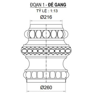 Bản vẽ đế trụ đèn gang