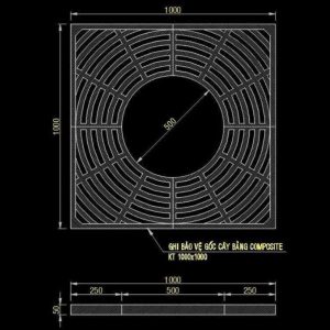 Bản vẽ ghi bảo vệ gốc cây bằng composite