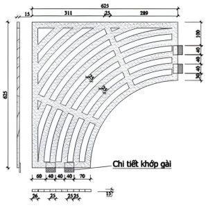 Bản vẽ ghi bảo vệ gốc cây vuông