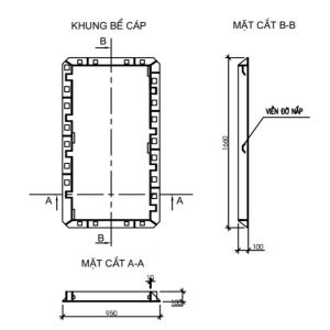 NẮP HỐ GA GANG BỂ CÁP ĐIỆN LỰC VIỄN THÔNG Bản vẽ khung bể cáp