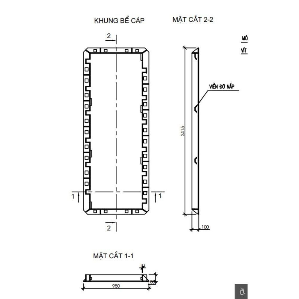 NẮP HỐ GA GANG BỂ CÁP ĐIỆN LỰC VIỄN THÔNG Bản vẽ khung bể cáp 6 cánh