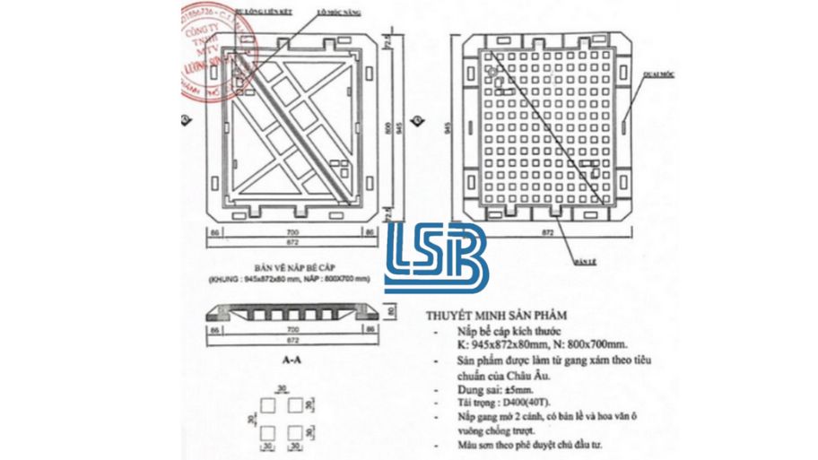 Bản vẽ kỹ thuật nắp bể cáp