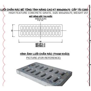 Bản vẽ lưới chắn rác bê tông tính năng cao