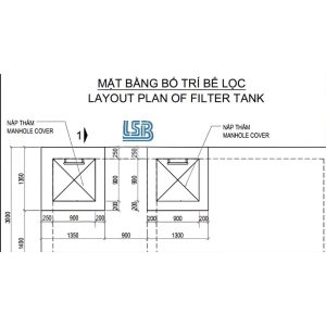 Bản vẽ mặt bằng bố trí bể lọc