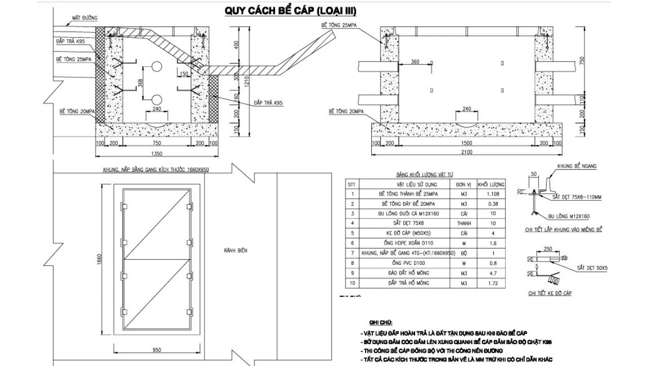 Bản vẽ nắp hố ga gang bê cáp viễn thông III 4 cánh