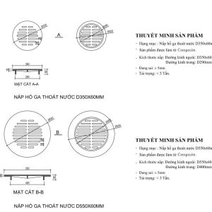 Bản vẽ nắp composite chuyên dụng thoát nước sân golf