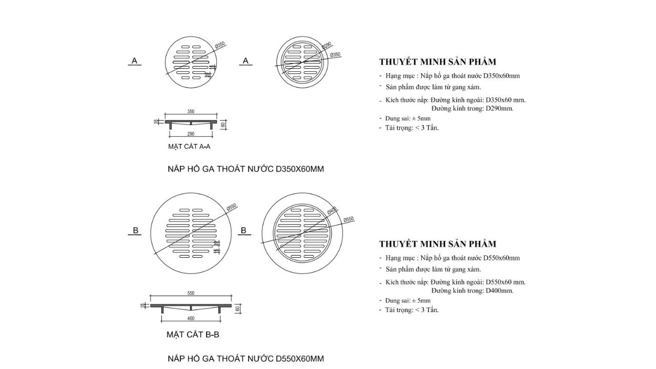 Bản vẽ kt Nắp Thoát Nước Sân Golf D350mm (Kích thước phủ bì Ø350mm)