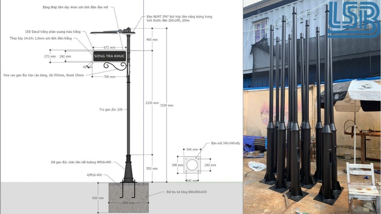 Cấu tạo trụ đèn gang đúc nghệ thuật