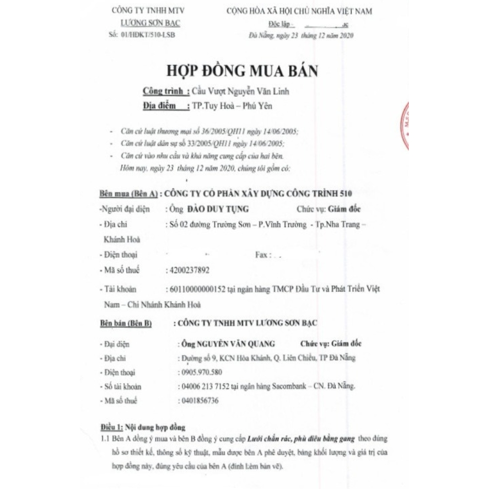 Hợp đồng công trình cầu vượt Nguyễn Văn Linh