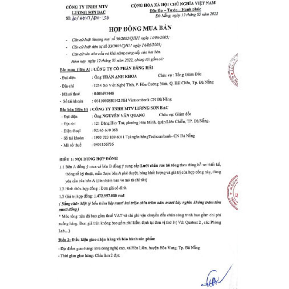 DỰ ÁN TRUNG TÂM NGHIÊN CỨU, PHÁT TRIỂN & SẢN XUẤT FUJIKIN ĐÀ NẴNG Hợp đồng dự án Fujikin Đà Nẵng