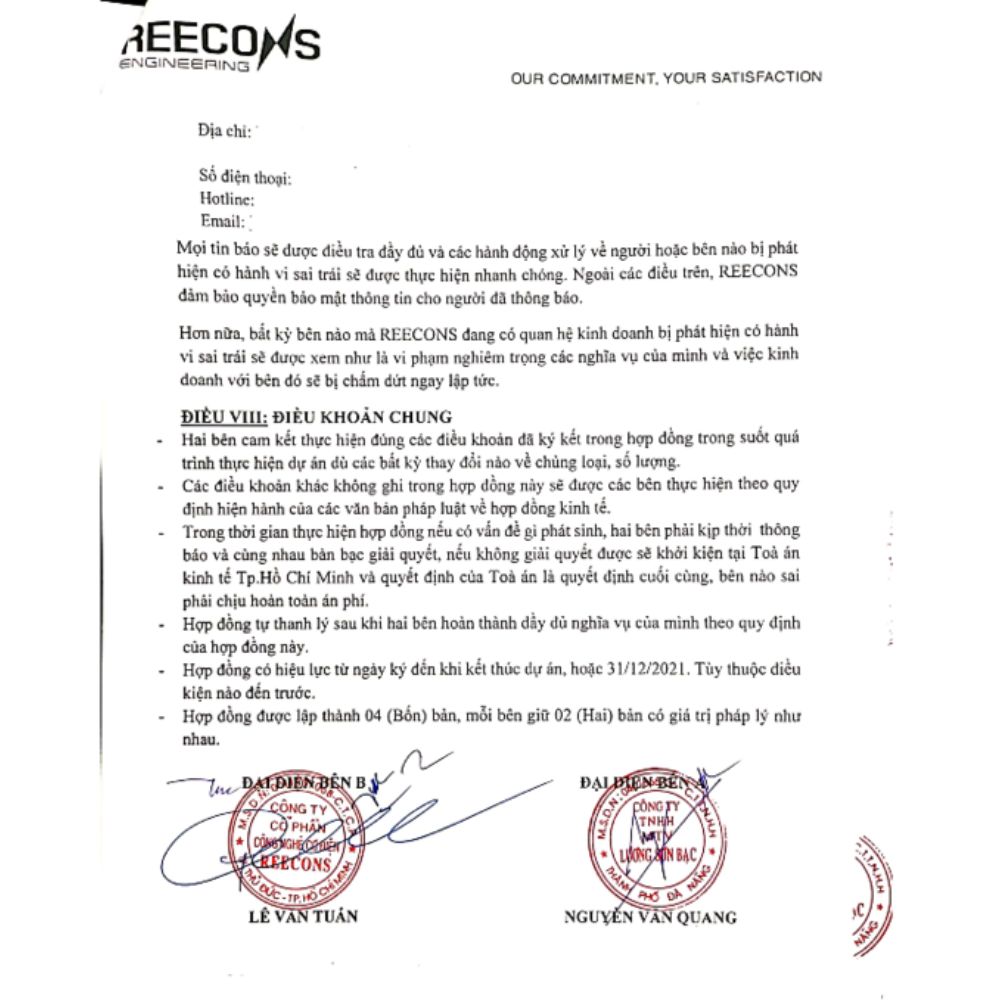 Hợp đồng dự án Hayat Kimya Vietnam - LSB