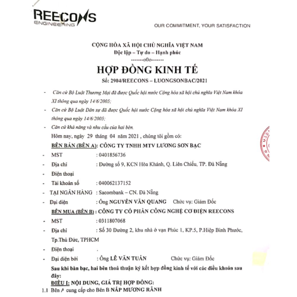 Hợp đồng dự án Hayat Kimya Vietnam