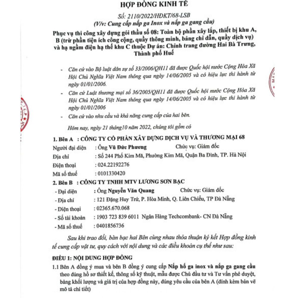 Hợp đồng kinh tế dự án phố đi bộ Hai Bà Trưng