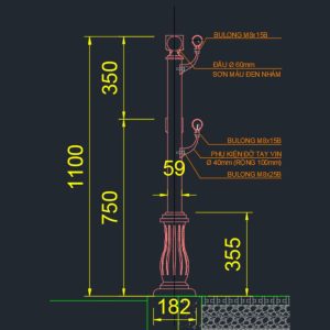 Kích thước cụ thể của trụ đèn gang đúc