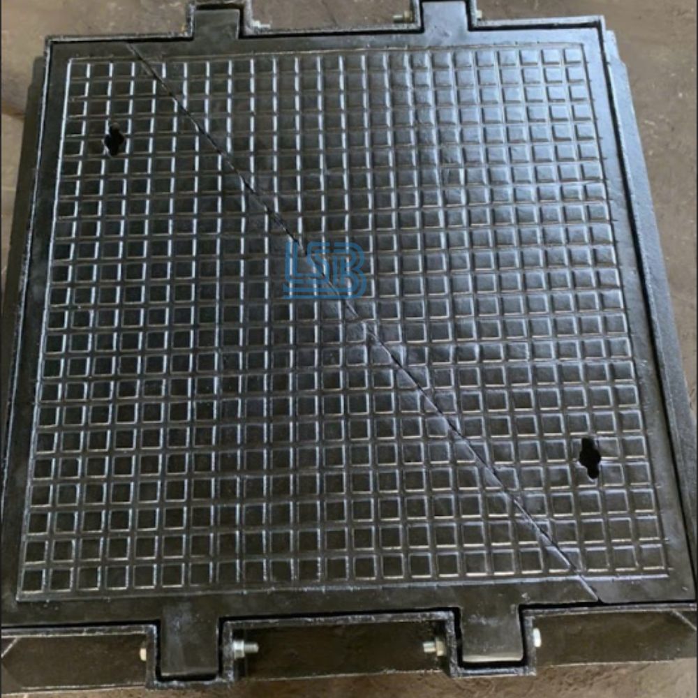NẮP HỐ GA GANG BỂ CÁP ĐIỆN LỰC VIỄN THÔNG Nắp bể cáp 2 cánh có bản lề chống trộm