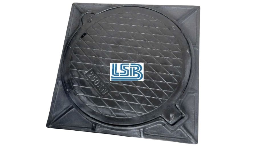 Nắp hố ga composite khung vuông âm nắp tròn chiu lực tốt