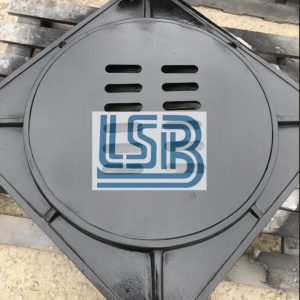 Nắp hố ga composite khung vuông âm nắp tròn chống va đập tốt