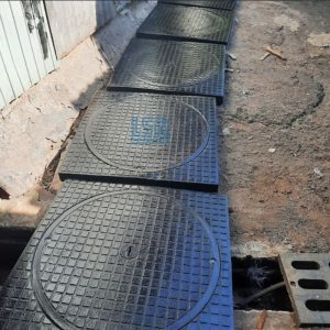 Nắp hố ga composite khung vuông dương nắp tròn bền bỉ LSB