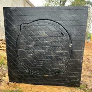 Nắp hố ga composite khung vuông dương nắp tròn chống thấm nước