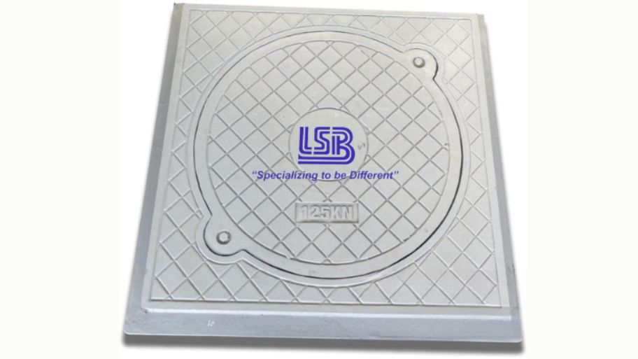 Nắp hố ga gang/composite dạng khung vuông dương có bản lề