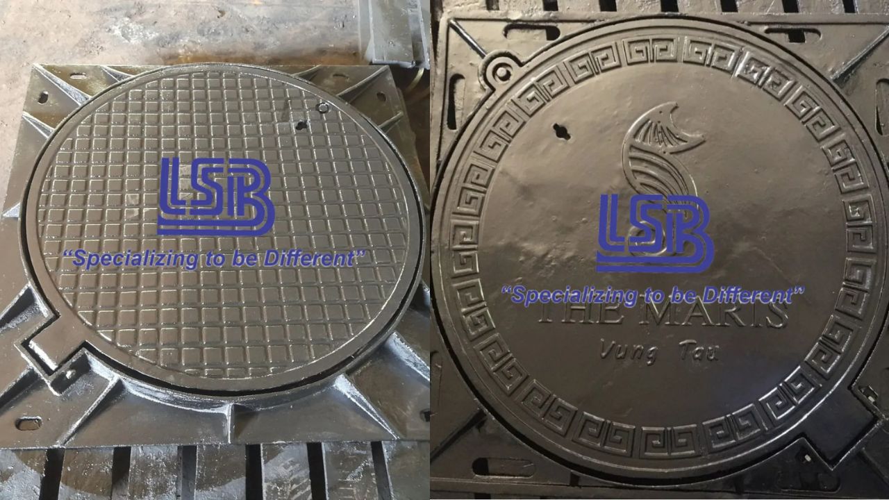 NẮP HỐ GA GANG DẠNG KHUNG VUÔNG ÂM NẮP TRÒN