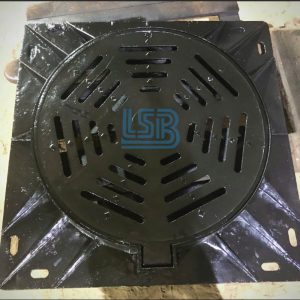 Nắp hố ga gang khung âm nắp tròn thoát nước