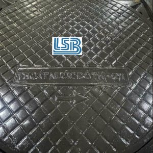 Nắp hố ga gang khung vuông âm nắp tròn có độ bền cao