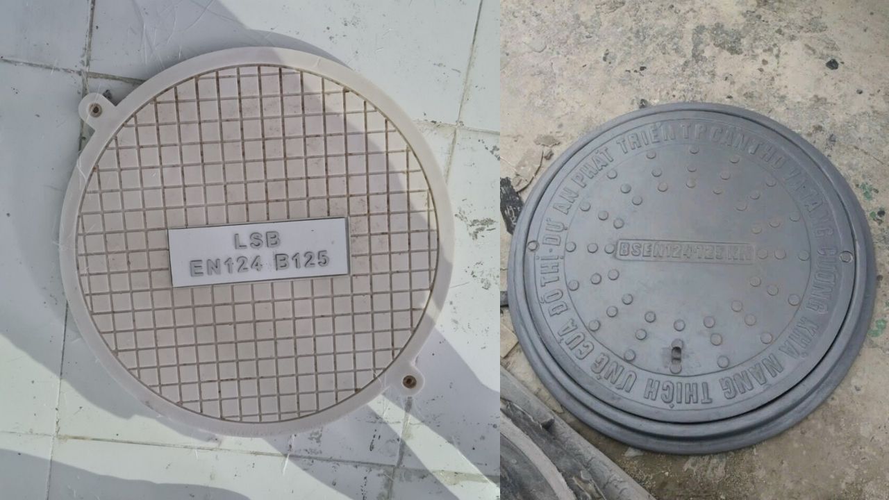 Sản phẩm nắp hố ga composite khung tròn nắp tròn
