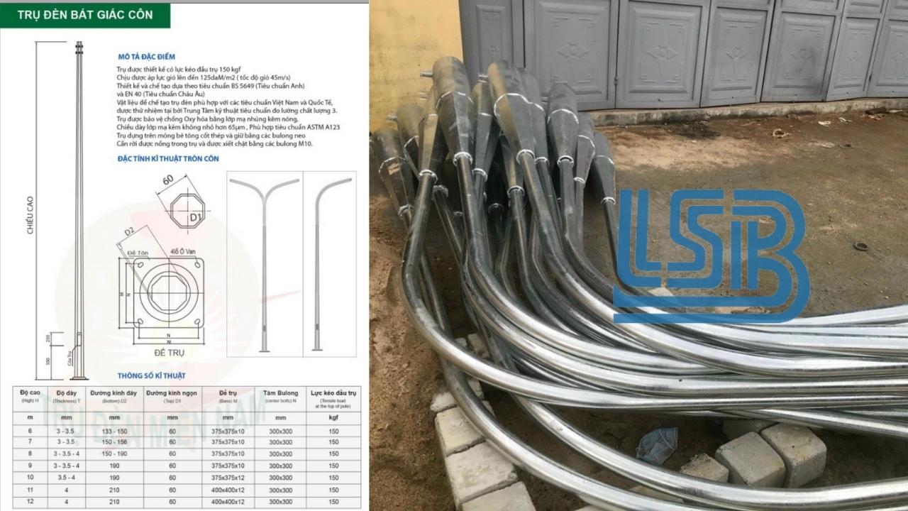 Thông số kỹ thuật chi tiết của trụ đèn chiếu sáng