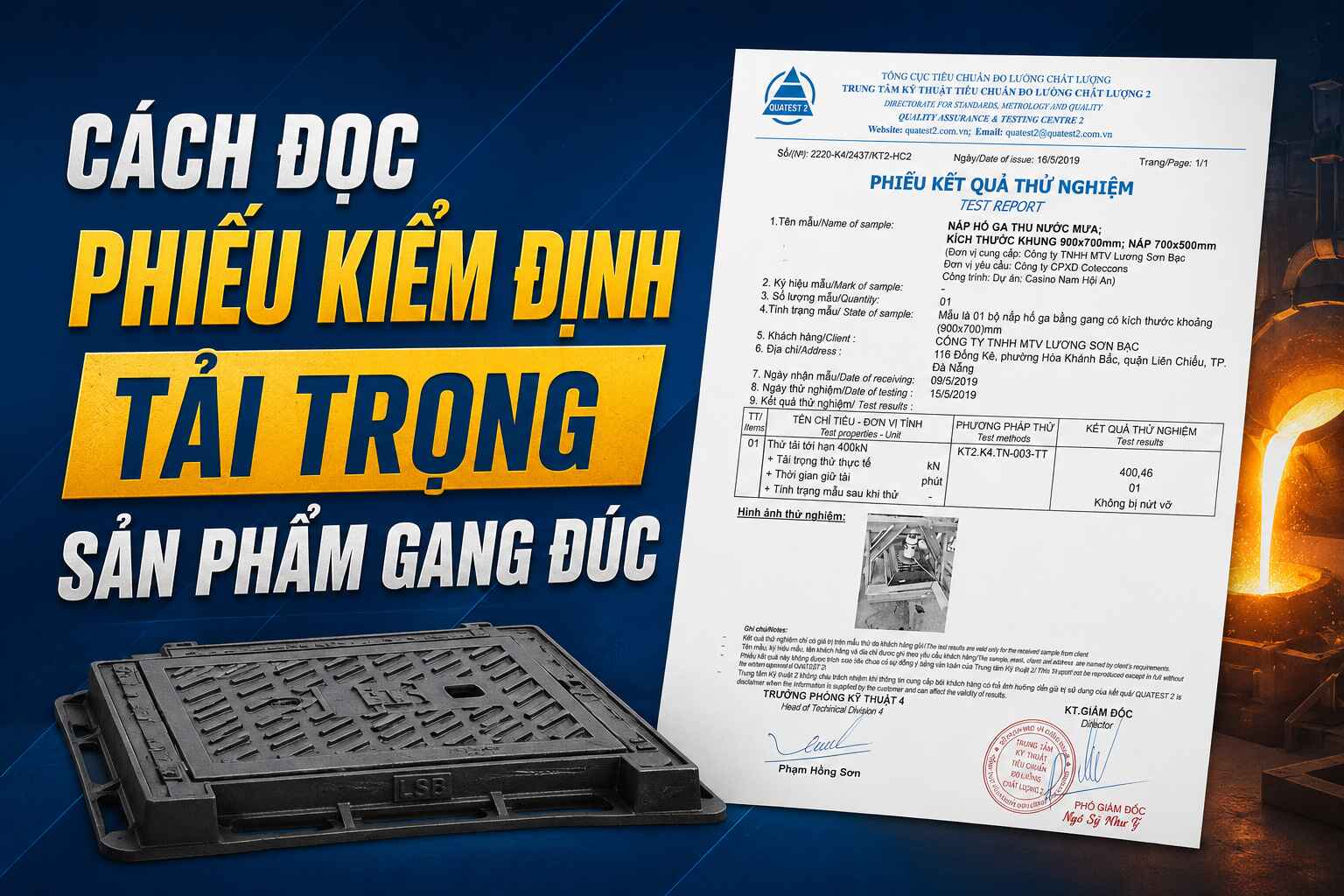 Cách đọc phiếu kiểm định tải trọng sản phẩm gang đúc
