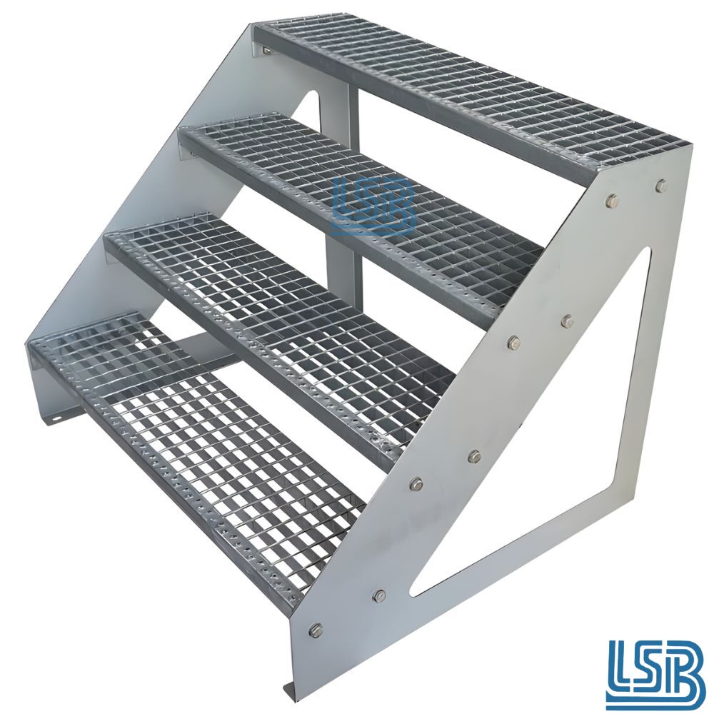 Cầu thang thép grating không đọng nước và chống trượt an toàn 